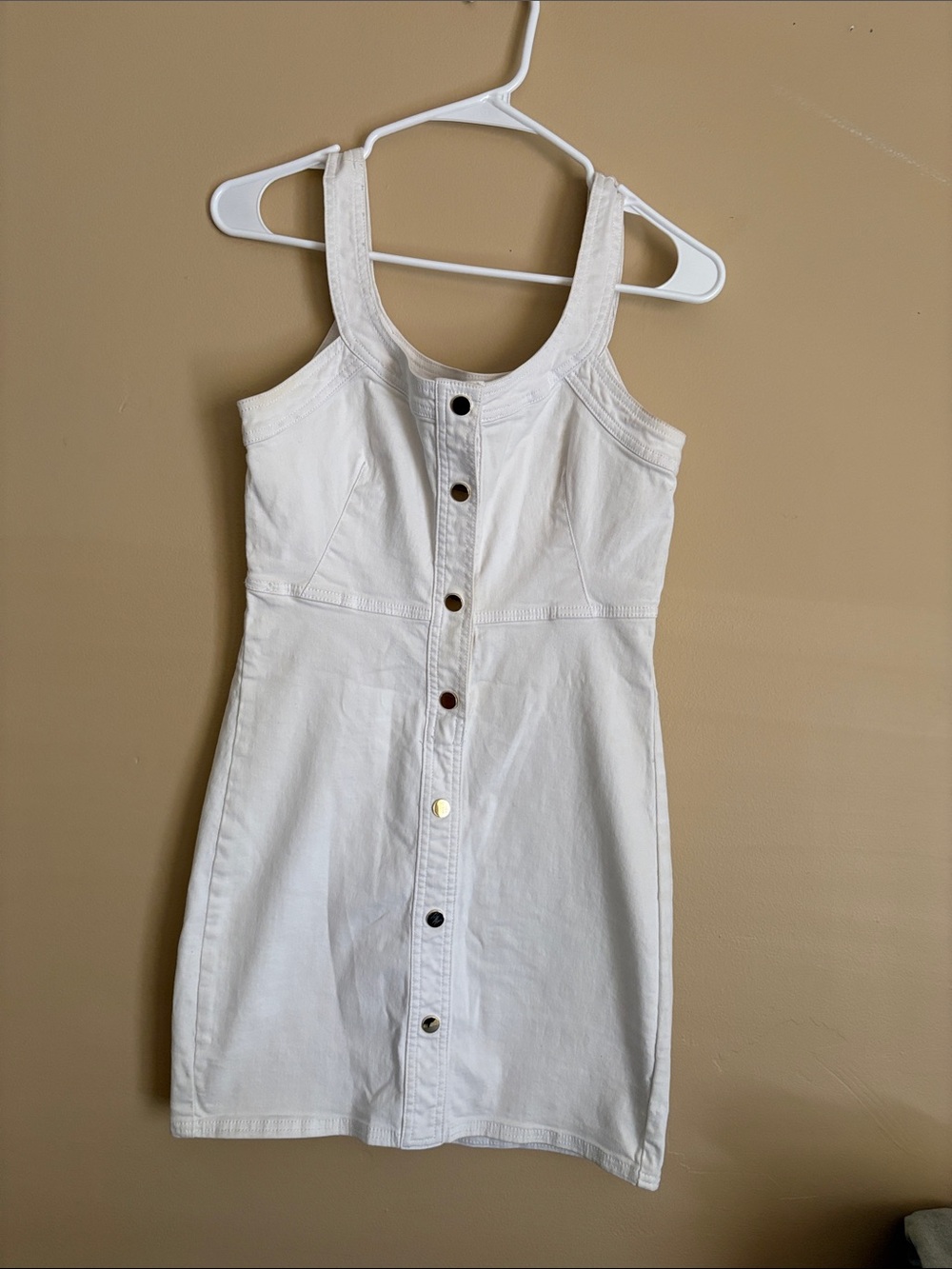 GBG Los Angeles White Denim Mini Dress Size Small Button Front Y2K